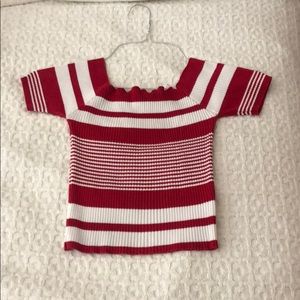 Striped crop top off the shoulder